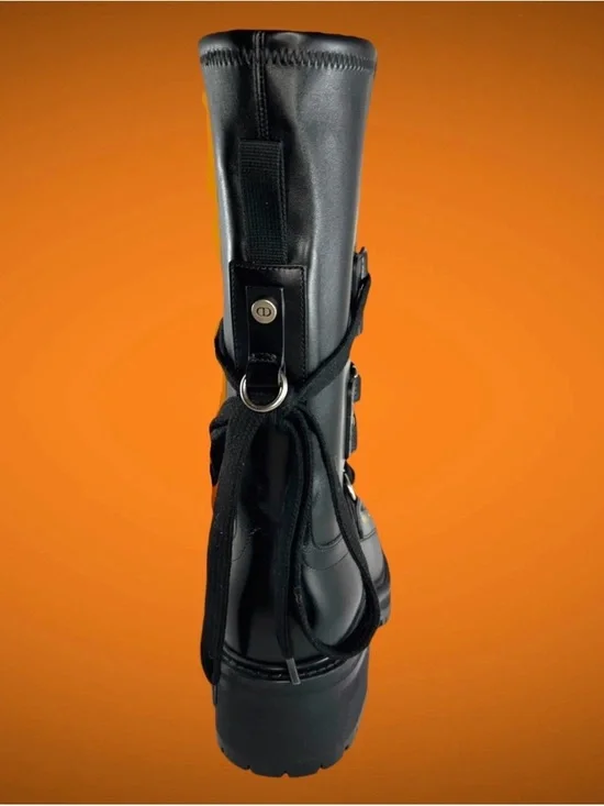 Christian Dior Black D-Fight Womens leather calf-high boots Size 37 from Italy - Picture 14 of 16